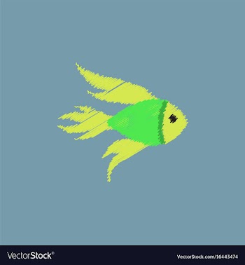 Aquarium fish silhouette colorful cartoon flat vector image
