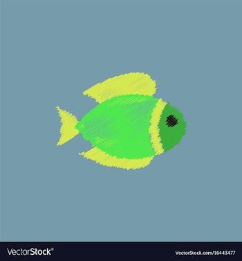 Aquarium fish silhouette colorful cartoon flat vector image