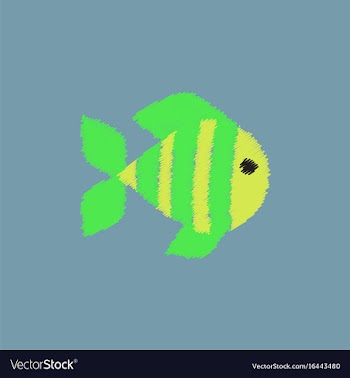 Aquarium fish silhouette colorful cartoon flat vector image