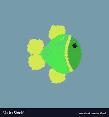 Aquarium fish silhouette colorful cartoon flat vector image