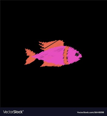 Aquarium fish silhouette colorful cartoon flat vector image