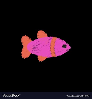 Aquarium fish silhouette colorful cartoon flat vector image