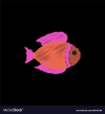 Aquarium fish silhouette colorful cartoon flat vector image