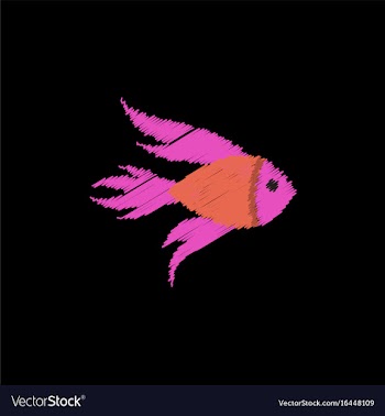 Aquarium fish silhouette colorful cartoon flat vector image