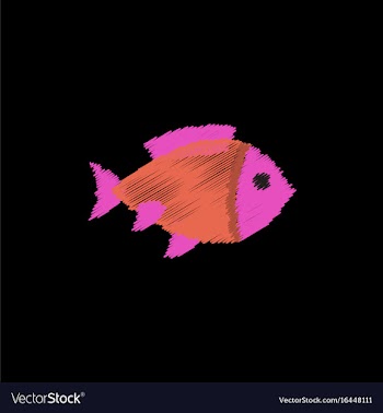 Aquarium fish silhouette colorful cartoon flat vector image