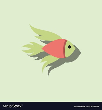 Aquarium fish silhouette colorful cartoon flat vector image