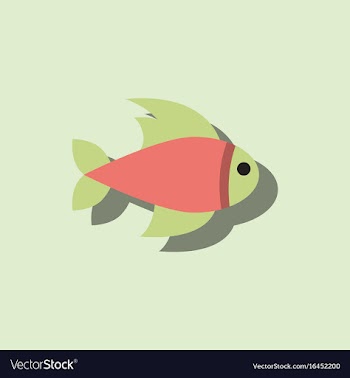 Aquarium fish silhouette colorful cartoon flat vector image