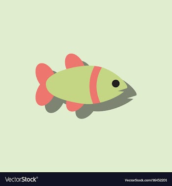 Aquarium fish silhouette colorful cartoon flat vector image