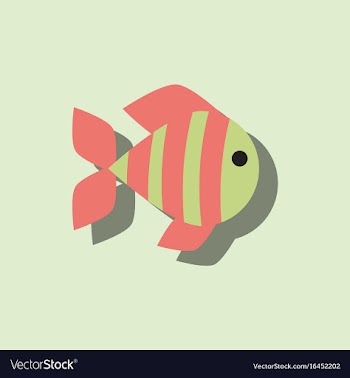 Aquarium fish silhouette colorful cartoon flat vector image