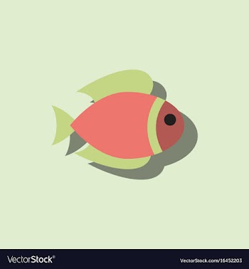 Aquarium fish silhouette colorful cartoon flat vector image