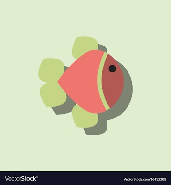 Aquarium fish silhouette colorful cartoon flat vector image