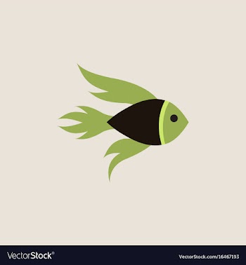 Aquarium fish silhouette colorful cartoon flat vector image
