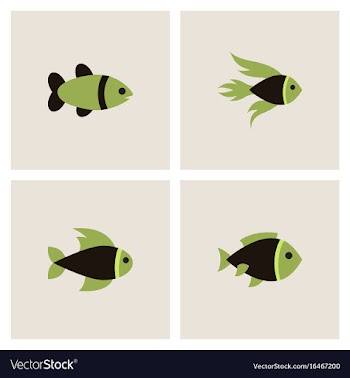 Aquarium fish silhouette colorful cartoon flat vector image