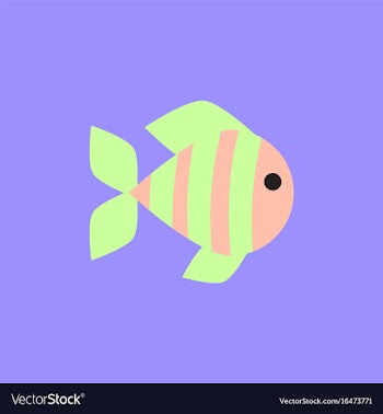 Aquarium fish silhouette colorful cartoon flat vector image