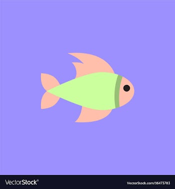 Aquarium fish silhouette colorful cartoon flat vector image