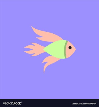 Aquarium fish silhouette colorful cartoon flat vector image