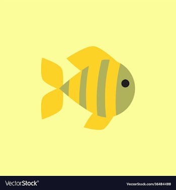 Aquarium fish silhouette colorful cartoon flat vector image