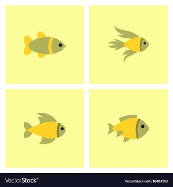 Aquarium fish silhouette colorful cartoon flat vector image