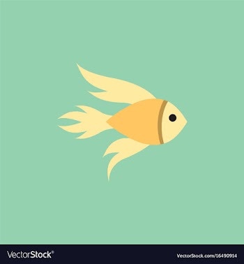 Aquarium fish silhouette colorful cartoon flat vector image