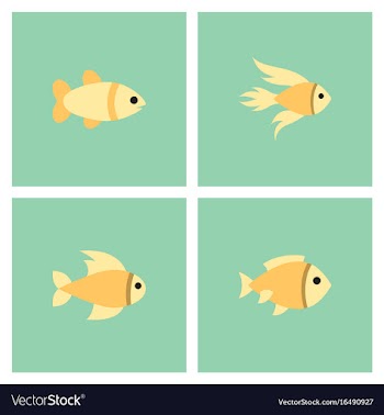 Aquarium fish silhouette colorful cartoon flat vector image