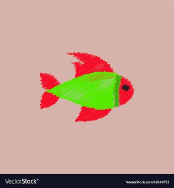 Aquarium fish silhouette colorful cartoon flat vector image
