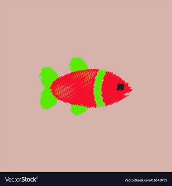 Aquarium fish silhouette colorful cartoon flat vector image