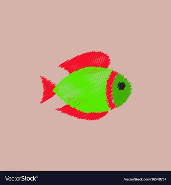 Aquarium fish silhouette colorful cartoon flat vector image