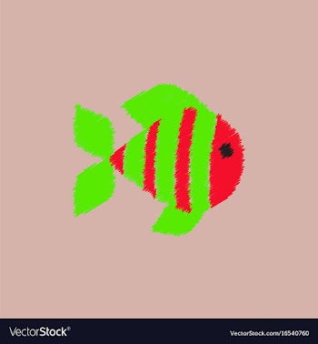 Aquarium fish silhouette colorful cartoon flat vector image