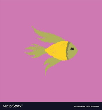 Aquarium fish silhouette colorful cartoon flat vector image
