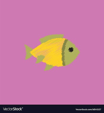 Aquarium fish silhouette colorful cartoon flat vector image
