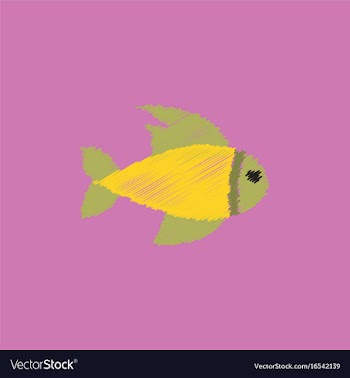 Aquarium fish silhouette colorful cartoon flat vector image
