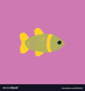 Aquarium fish silhouette colorful cartoon flat vector image