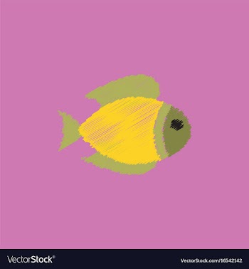 Aquarium fish silhouette colorful cartoon flat vector image