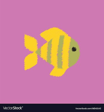 Aquarium fish silhouette colorful cartoon flat vector image