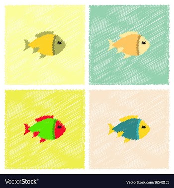 Aquarium fish silhouette colorful cartoon flat vector image