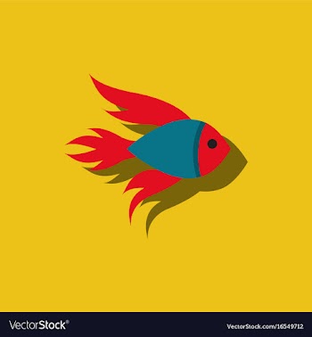 Aquarium fish silhouette colorful cartoon flat vector image