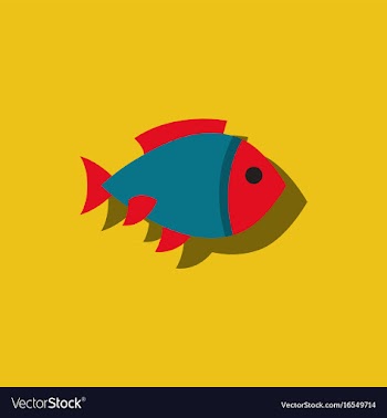Aquarium fish silhouette colorful cartoon flat vector image