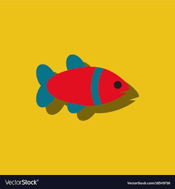 Aquarium fish silhouette colorful cartoon flat vector image