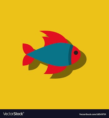 Aquarium fish silhouette colorful cartoon flat vector image