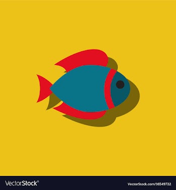 Aquarium fish silhouette colorful cartoon flat vector image