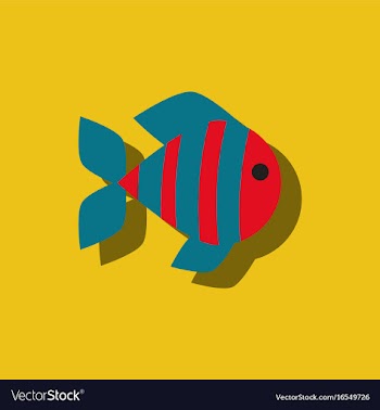Aquarium fish silhouette colorful cartoon flat vector image