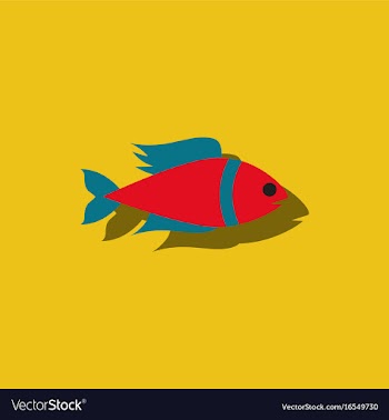 Aquarium fish silhouette colorful cartoon flat vector image