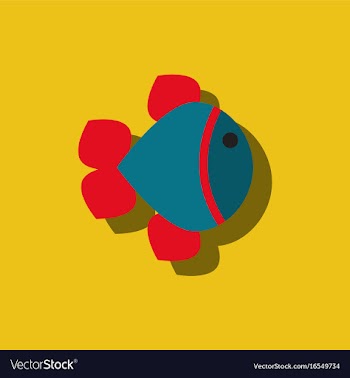 Aquarium fish silhouette colorful cartoon flat vector image