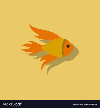 Aquarium fish silhouette colorful cartoon flat vector image