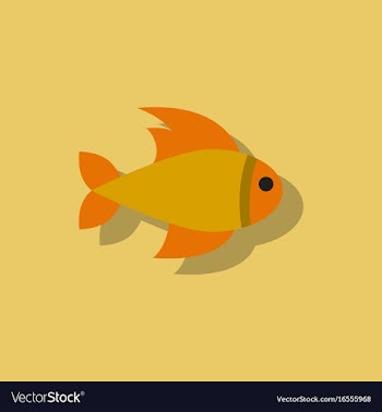 Aquarium fish silhouette colorful cartoon flat vector image