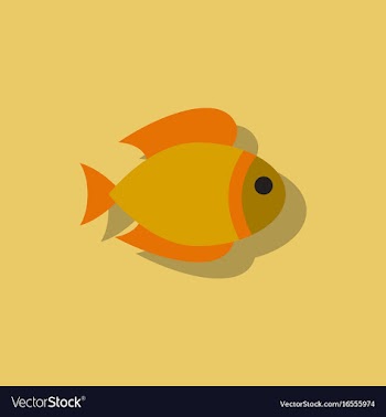 Aquarium fish silhouette colorful cartoon flat vector image