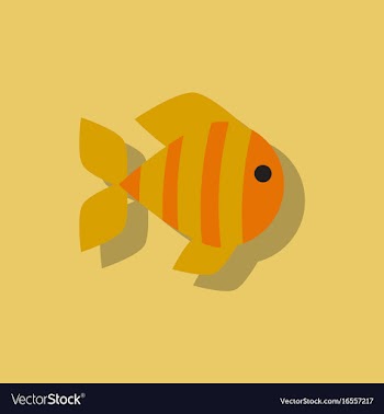 Aquarium fish silhouette colorful cartoon flat vector image