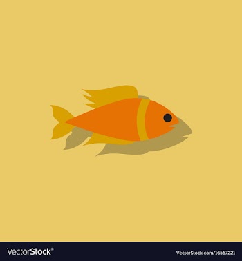 Aquarium fish silhouette colorful cartoon flat vector image