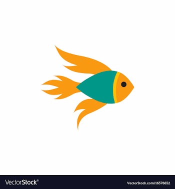 Aquarium fish silhouette colorful cartoon flat vector image
