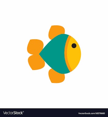 Aquarium fish silhouette colorful cartoon flat vector image